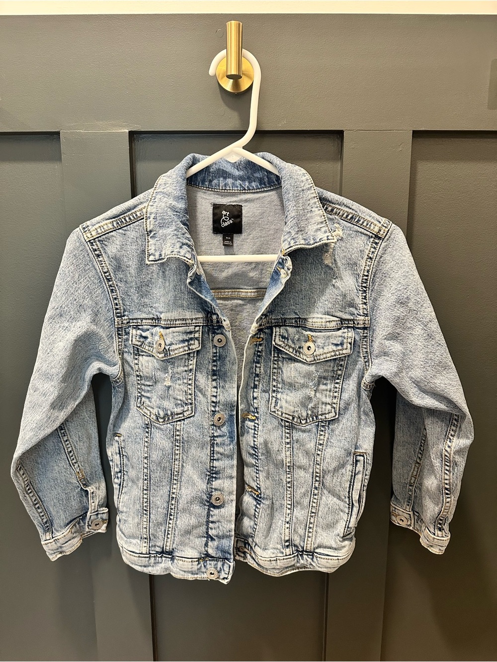 art class Light Wash Blue Denim Jacket for Kids